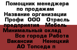 Помощник менеджера по продажам › Название организации ­ Профи, ООО › Отрасль предприятия ­ Мебель › Минимальный оклад ­ 60 000 - Все города Работа » Вакансии   . Ненецкий АО,Топседа п.